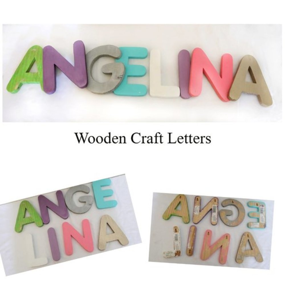 painted wooden letters “Angelina”